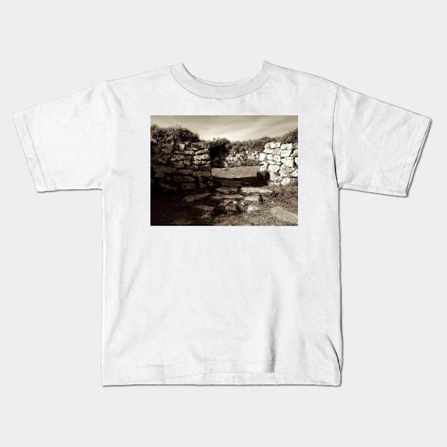 Chysauster Ancient Village, Cornwall Kids T-Shirt by BarnabyEdwards